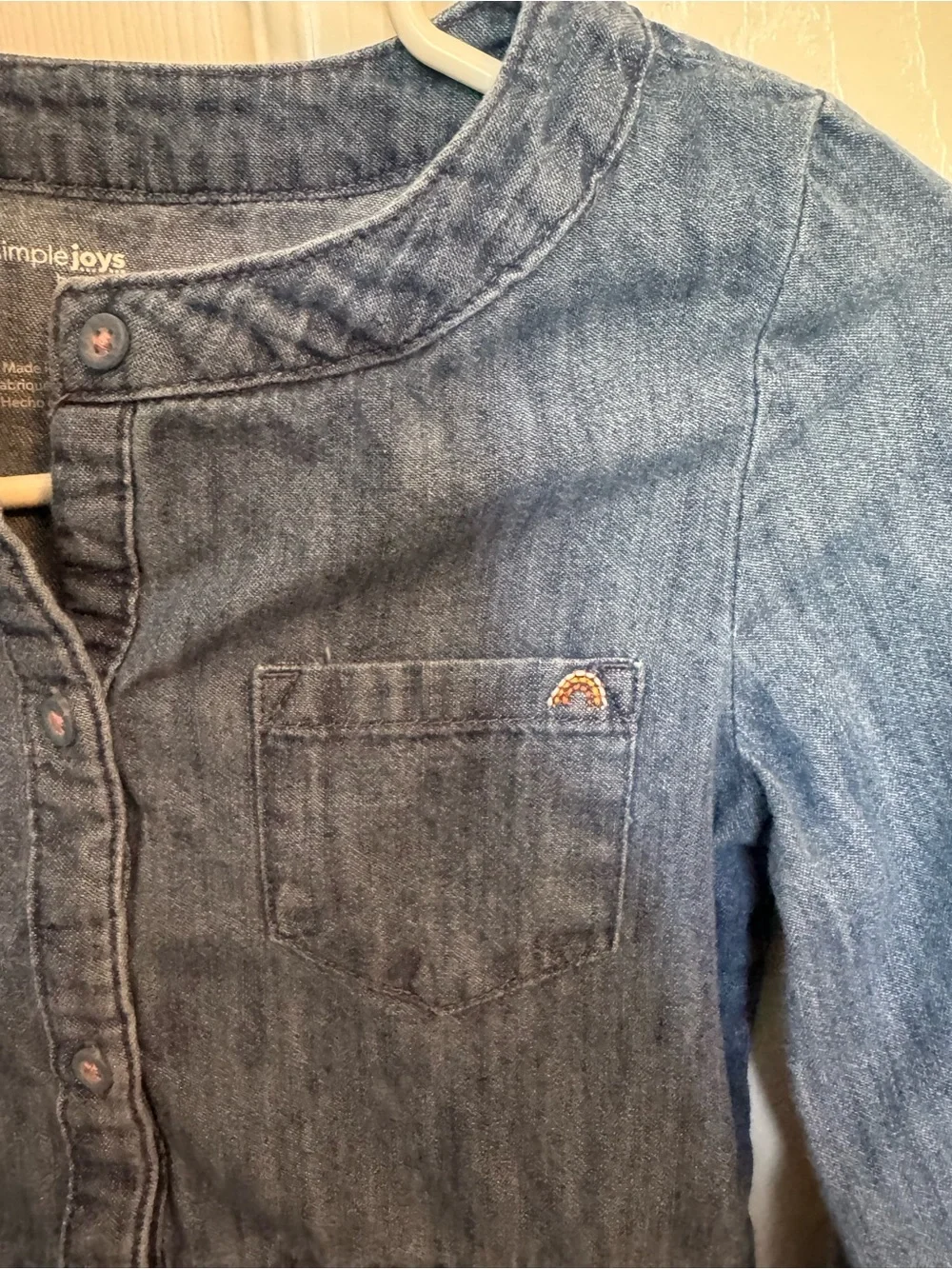 Girls' Denim Button-Front Casual Dress - Blue